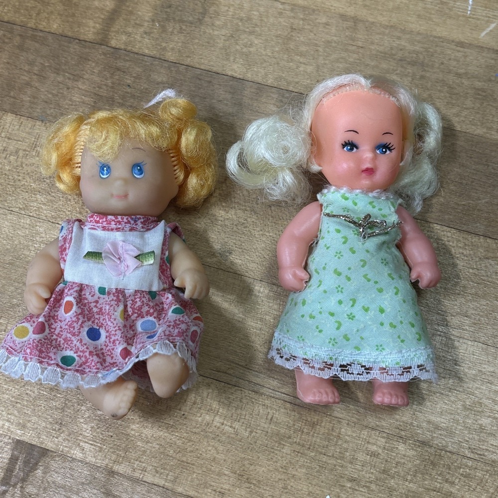 Vintage 1994 Citi Toy & Unmarked Mini Doll Lot of 2 Vinyl Plastic Dolls
